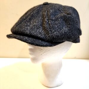 Classic Gray Herringbone Newsboy Cap